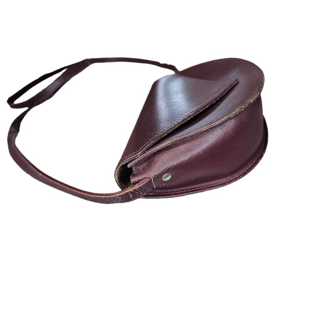 Vintage 80s Oxblood Leather Saddle Bag Purse‎ W Wallet Half Moon Brazil Boho - Picture 4 of 16